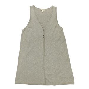 Eileen Fisher Women's Large Long Knit Vest Cardigan Tunic Linen Cotton Beige